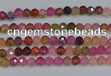 CTG651 15.5 inches 2mm faceted round tourmaline gemstone beads