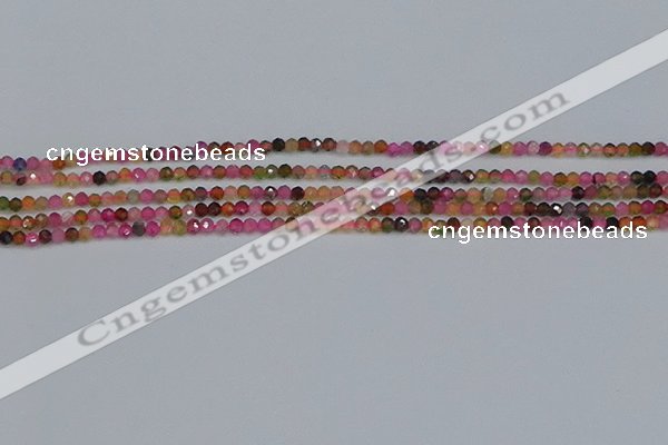 CTG651 15.5 inches 2mm faceted round tourmaline gemstone beads