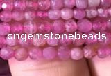 CTG706 15.5 inches 3mm faceted round tiny pink tourmaline beads