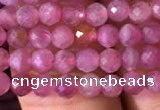 CTG707 15.5 inches 4mm faceted round tiny pink tourmaline beads