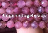 CTG708 15.5 inches 5mm faceted round tiny pink tourmaline beads