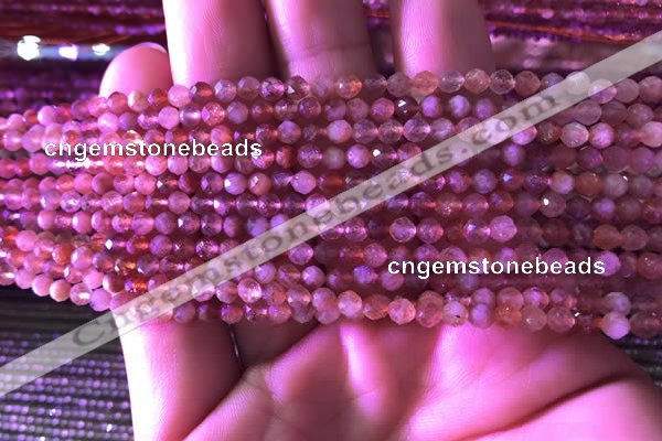 CTG722 15.5 inches 3mm faceted round tiny golden sunstone beads