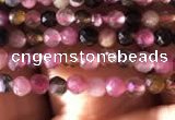 CTG724 15.5 inches 2mm faceted round tiny tourmaline beads