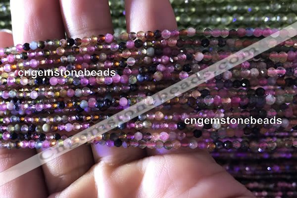 CTG729 15.5 inches 2mm faceted round tiny tourmaline beads