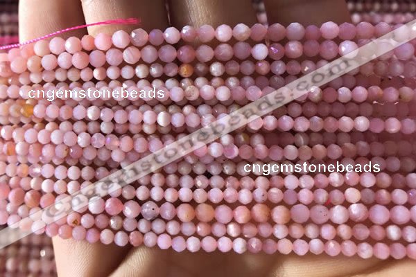 CTG733 15.5 inches 3mm faceted round tiny pink opal beads