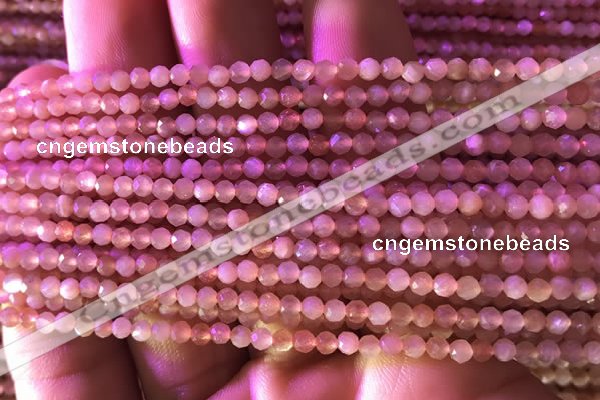 CTG738 15.5 inches 4mm faceted round tiny sunstone beads