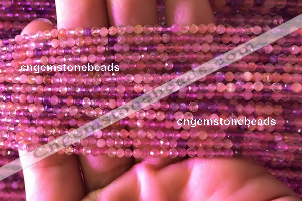 CTG740 15.5 inches 2mm faceted round tiny mixed quartz beads