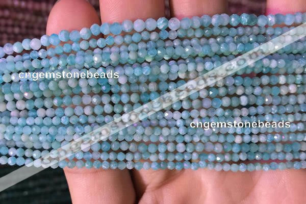 CTG764 15.5 inches 2mm faceted round tiny amazonite gemstone beads