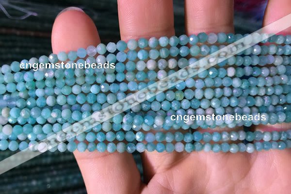 CTG765 15.5 inches 3mm faceted round tiny amazonite gemstone beads