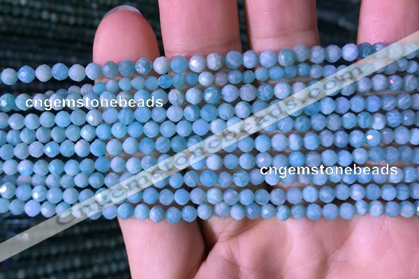 CTG766 15.5 inches 4mm faceted round tiny amazonite gemstone beads