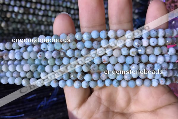 CTG771 15.5 inches 5mm faceted round tiny larimar gemstone beads