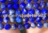 CTG783 15.5 inches 4mm faceted round tiny lapis lazuli beads wholesale