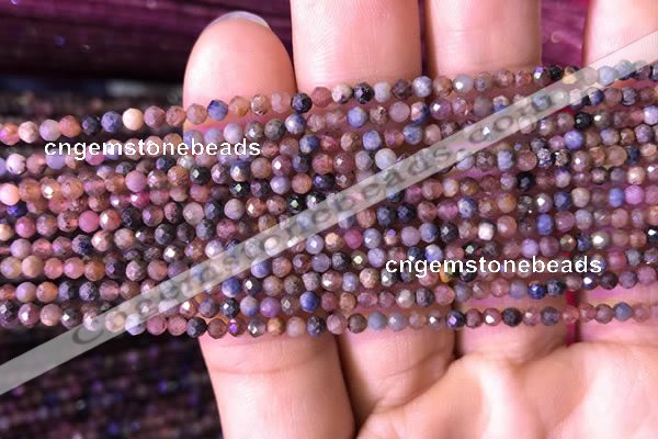 CTG797 15.5 inches 2mm faceted round tiny ruby sapphire beads