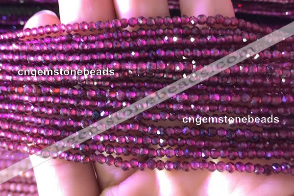 CTG805 15.5 inches 3mm faceted round tiny purple garnet beads