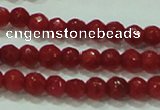 CTG81 15.5 inches 2mm faceted round tiny red coral beads wholesale