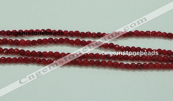 CTG81 15.5 inches 2mm faceted round tiny red coral beads wholesale