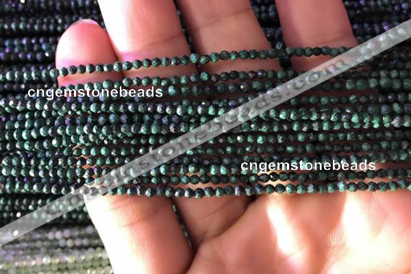 CTG829 15.5 inches 2mm faceted round tiny malachite beads