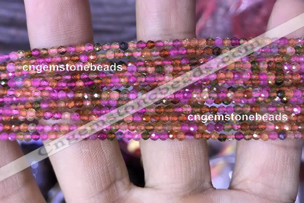 CTG840 15.5 inches 2mm faceted round tourmaline gemstone beads