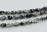 CTJ04 16 inches 4*7mm rice black water jasper beads wholesale