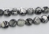 CTJ05 16 inches 8mm flat round black water jasper beads wholesale