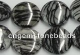 CTJ09 16 inches 20mm flat round black water jasper beads wholesale