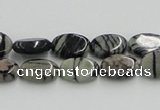 CTJ10 16 inches 8*12mm oval black water jasper beads wholesale