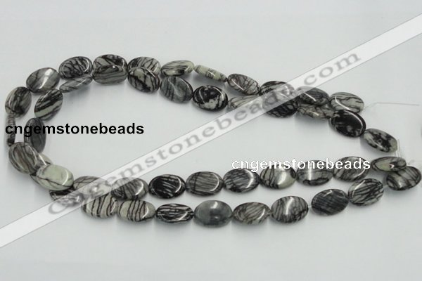 CTJ12 16 inches 13*18mm oval black water jasper beads wholesale