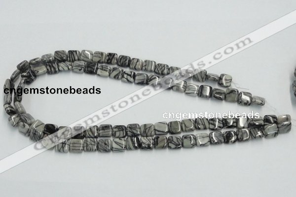 CTJ14 16 inches 10*10mm square black water jasper beads wholesale