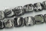 CTJ15 16 inches 12*12mm square black water jasper beads wholesale