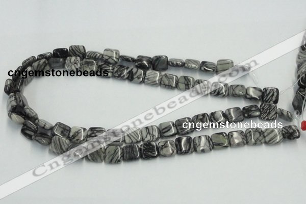 CTJ15 16 inches 12*12mm square black water jasper beads wholesale