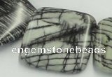 CTJ16 16 inches 35*35mm square black water jasper beads wholesale