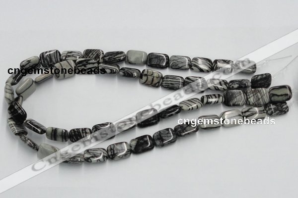 CTJ17 16 inches 12*16mm rectangle black water jasper beads wholesale