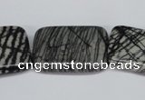 CTJ19 16 inches 25*35mm rectangle black water jasper beads wholesale