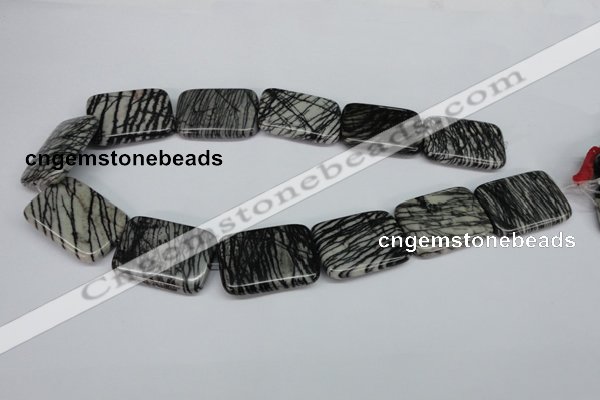 CTJ19 16 inches 25*35mm rectangle black water jasper beads wholesale