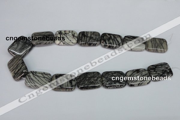 CTJ20 16 inches 20*30mm rectangle black water jasper beads wholesale