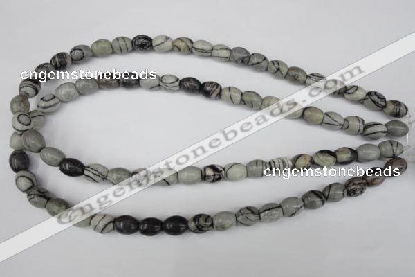 CTJ201 15.5 inches 8*10mm drum black water jasper beads wholesale