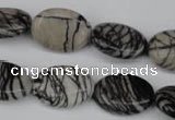 CTJ220 15.5 inches 15*20mm oval black water jasper beads wholesale