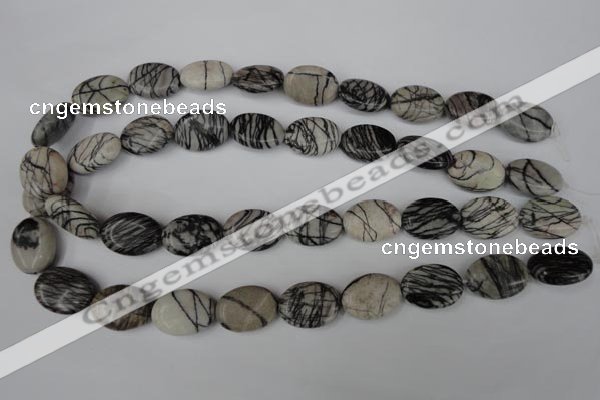 CTJ220 15.5 inches 15*20mm oval black water jasper beads wholesale