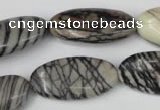 CTJ223 15.5 inches 15*30mm oval black water jasper beads wholesale