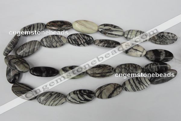 CTJ223 15.5 inches 15*30mm oval black water jasper beads wholesale