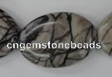 CTJ225 15.5 inches 25*35mm oval black water jasper beads wholesale