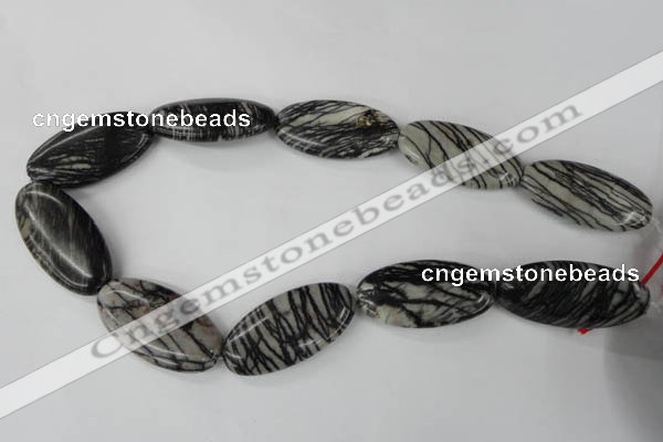 CTJ226 15.5 inches 20*40mm oval black water jasper beads wholesale