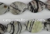 CTJ231 15.5 inches 15*20mm flat teardrop black water jasper beads