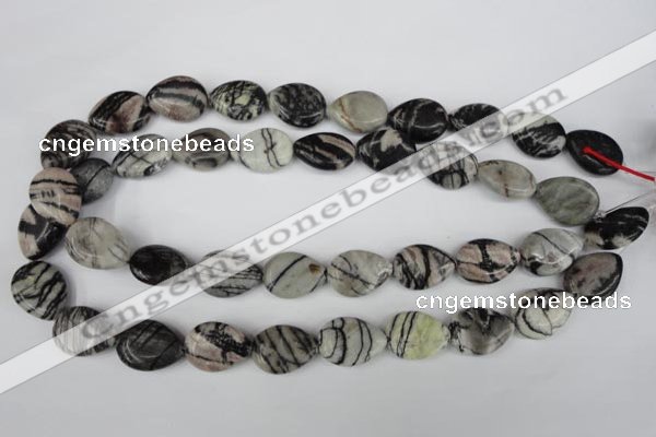 CTJ231 15.5 inches 15*20mm flat teardrop black water jasper beads