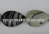 CTJ232 15.5 inches 17*24mm flat teardrop black water jasper beads