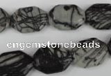 CTJ240 15.5 inches 13*18mm octagonal black water jasper beads