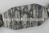 CTJ246 15.5 inches 25*50mm octagonal black water jasper beads
