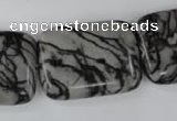 CTJ255 15.5 inches 20*30mm rectangle black water jasper beads