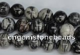 CTJ27 15.5 inches 12mm round black water jasper beads wholesale