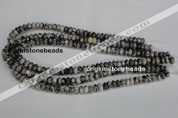 CTJ31 15.5 inches 5*10mm rondelle black water jasper beads wholesale